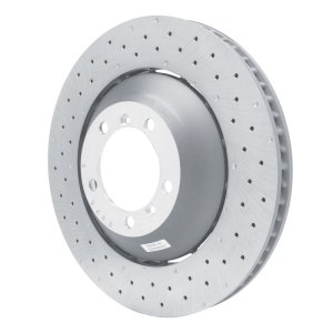 Porsche 911 Brake Rotor (1) - Left Front - R1 Concepts - Drilled Carbon Alloy GeoMET - `10-`11